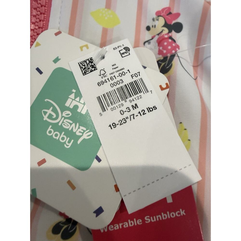 Old Navy Disney Minnie Mouse One Piece Swim Rashgaurd Girls 0-3 Months NWT - Picture 4 of 5